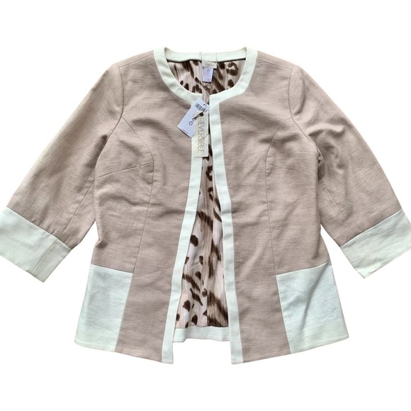 Chicos Reversible Leopard Print Beige Open Front Jacket Size 0 Small - Picture 1 of 9